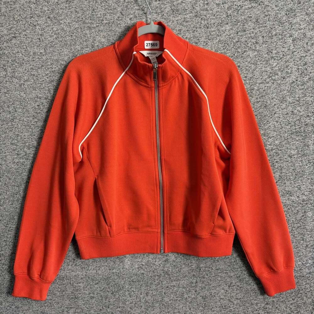 Spanx Women's Size Medium Orange Modal AirEssensials Pique Full Zip Track Jacket